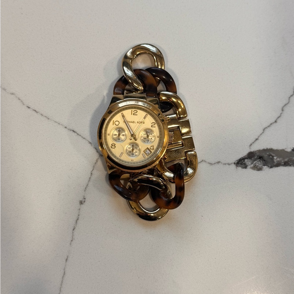 Michael Kors Gold and Brown Tortoise Watch